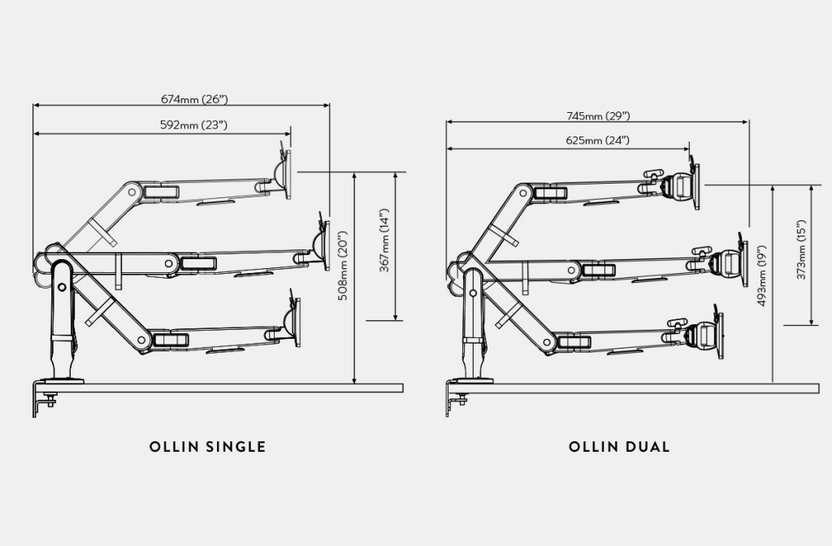 Ollin Dual Monitor Arm | Grey, White, or Black | CBS – Colebrook Bosson ...